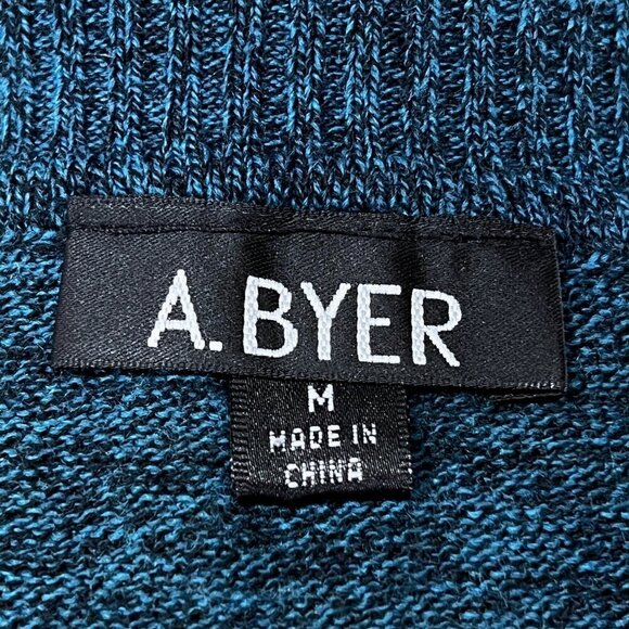 Women's A. Byer Short Sleeve Sweater | Blue | Cowl Neck | Tunic | Medium - Picture 10 of 12